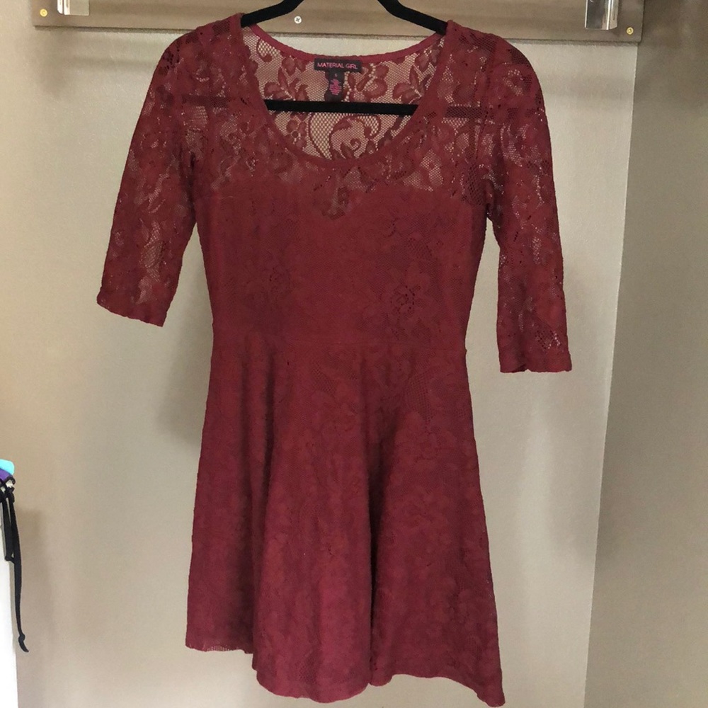 Short Burgundy Lace Dress. Size Small.